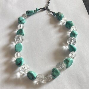 Turquoise and Clear Beaded Necklace